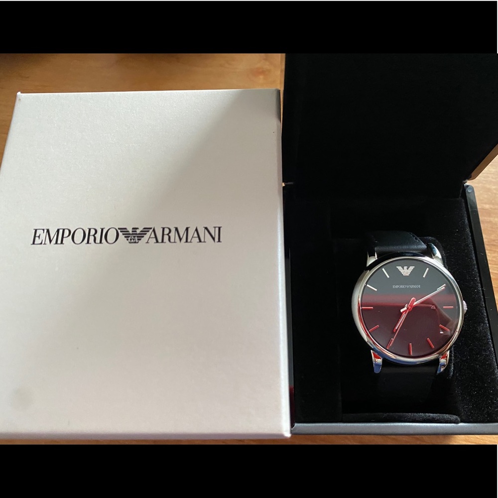 Emporio Armani Black Leather band watch